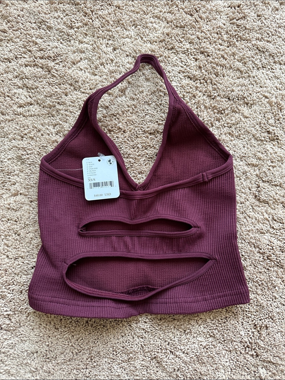 Free People Movement Ribbed Halter Bralette in Deep Plum - Picture 3 of 4